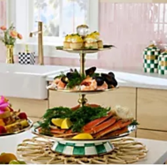 MacKenzie-Childs Emerald Check Three Tier SweetStand - Picture 2 of 2